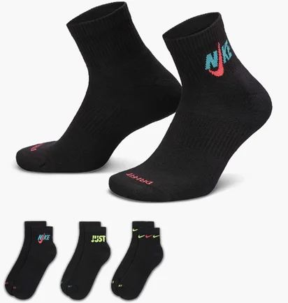 Носки унисекс Nike Everyday Plus Cushioned Black (3 пары) DH3827-910