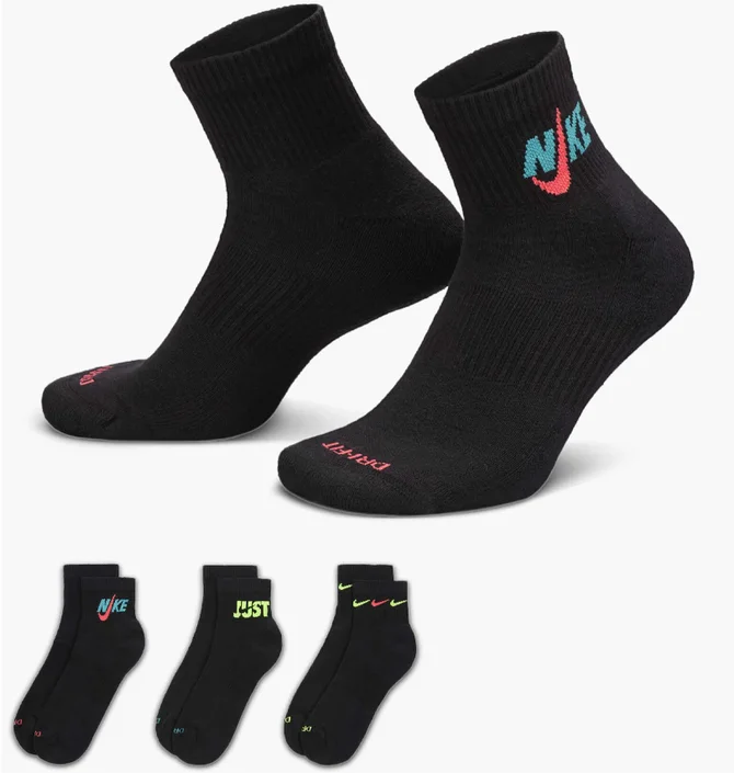 Носки унисекс Nike Everyday Plus Cushioned Black (3 пары) DH3827-910