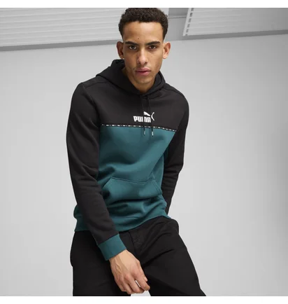 Худи мужское Puma Ess Block X Tape Hoodie Fl Black/Blue 673342-22
