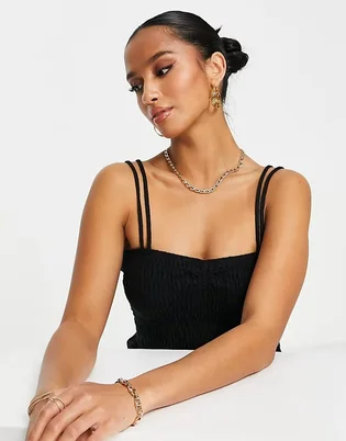 Топ жіночий ASOS Petite Shirred Cami Top Black 115934914