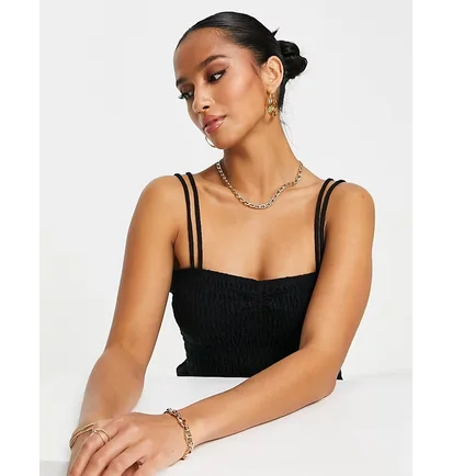 Топ жіночий ASOS Petite Shirred Cami Top Black 115934914