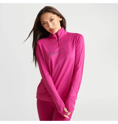 Кофта женская Nike Dri-Fit Swoosh Quarter-Zip Running Top Pink FB4687-615