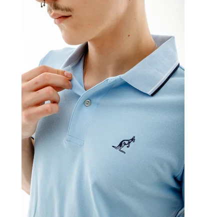 Поло мужское AUSTRALIAN 2-Stripe Pique Polo S-Fit Light Blue LSUPO0004-440