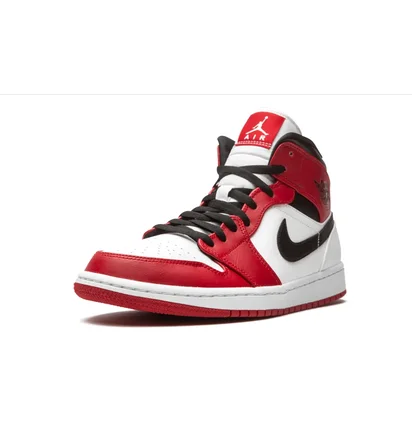 Кроссовки мужские Air Jordan 1 Mid White/Red 554724-173