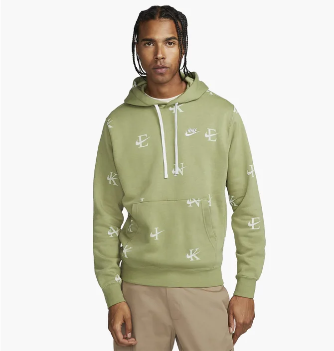 Худи мужское Nike Monogram Print Hoodie In Alligator Olive DV9601-334