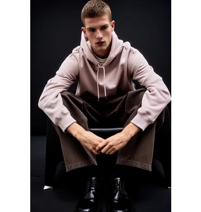 Худи мужское H&M Loose Fit Pink 0970819108