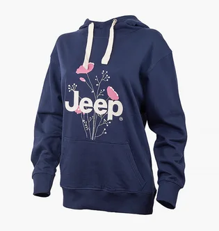 Худі жіноче Jeep Hooded Oversize Sweatshirt Botanical Print Blue O102606-A184