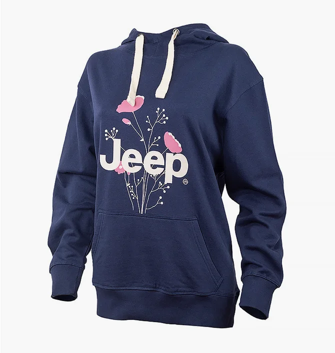 Худи женское Jeep Hooded Oversize Sweatshirt Botanical Print Blue O102606-A184