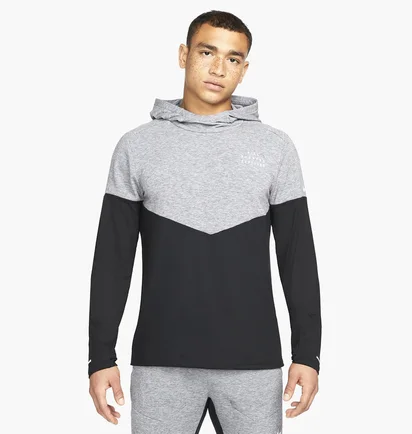 Худи мужское Nike Mens Running Hoodie Black/Grey DM4638-010