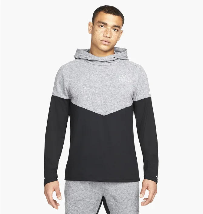 Худи мужское Nike Mens Running Hoodie Black/Grey DM4638-010