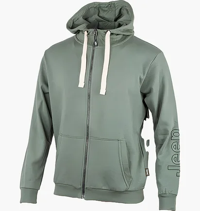 Толстовка мужская Jeep Hooded Sweatshirt Full Zip Sleeve Embroidery Turquoise O102571-E850