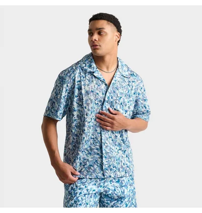 Рубашка мужская Air Jordan Essentials Allover Print Button-Down Poolside Top Light Blue FN4641-423