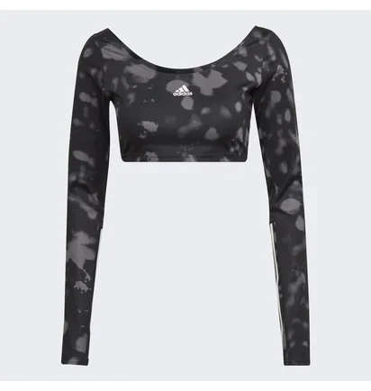 Лонгслив женский Adidas Hyperglam Cut 3-Stripes Long Sleeve Crop Top Black Hd6283