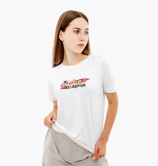 Футболка женская AUSTRALIAN Logo Flowers Tee Jersey V White LSDTS0027-002