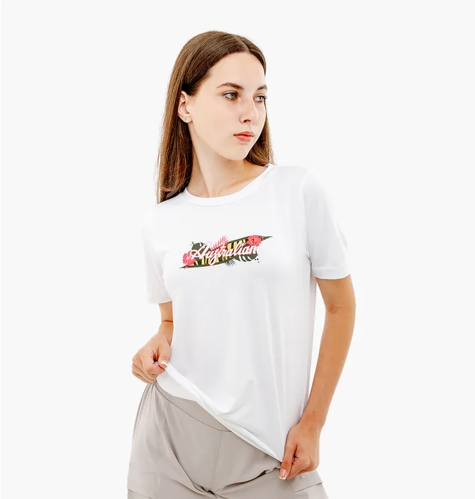 Футболка женская AUSTRALIAN Logo Flowers Tee Jersey V White LSDTS0027-002