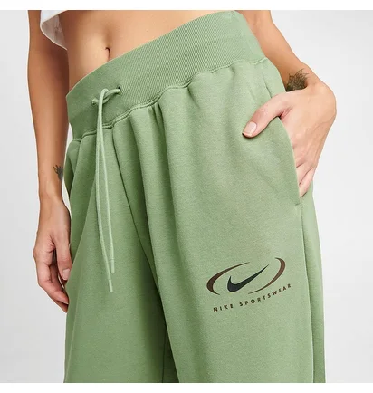 Штани жіночі Nike Ns Phnx Flc Hr Os Pant Prnt Green FN7716-386
