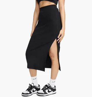 Юбка женская Nike W Nsw Nk Chll Knt Rib Md Skirt Black FQ1636-010