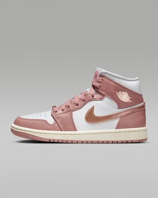 Кроссовки женские Air Jordan 1 Mid Se Shoes White/Pink FB9892-670