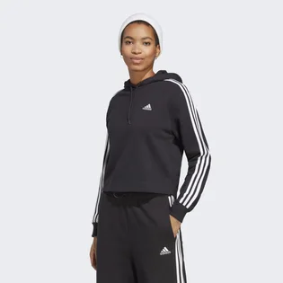 Худі жіноче Adidas Essentials 3-Stripes French Terry Crop Hoodie Grey Ic8767