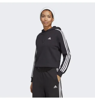 Худи женское Adidas Essentials 3-Stripes French Terry Crop Hoodie Grey Ic8767