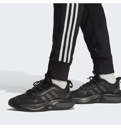 Штаны мужские Adidas Essentials French Terry Tapered Cuff 3-Stripes Pants Black Ha4337
