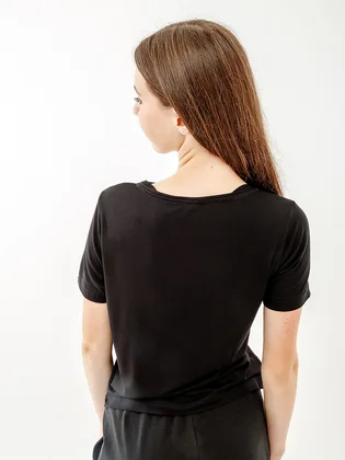 Футболка жіноча AUSTRALIAN Logo Flowers Tee Jersey V Black LSDTS0027-003