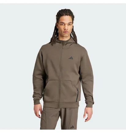 Худи мужское Adidas D4T Full-Zip Ho Erkek Sweatshirt Brown IY1133