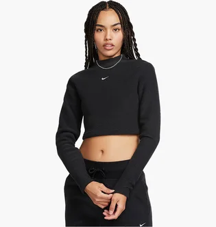 Топ женский Nike Sportswear Phoenix Plush Slim Mock-Neck Long-Sleeve Cropped Cozy Fleece Top Black FN3619-010