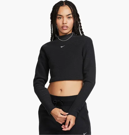 Топ жіночий Nike Sportswear Phoenix Plush Slim Mock-Neck Long-Sleeve Cropped Cozy Fleece Top Black FN3619-010