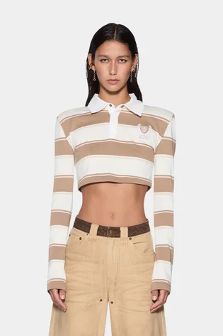 Поло жіноче Ksubi Academy Ls Polo Shirt Tan Stripe Beige WSP26FT012