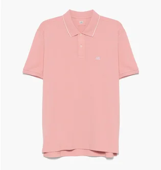 Поло чоловіче C.P. Company Stretch Piquet Two-Button Logo Polo Peach 18CMPL097A-005263W