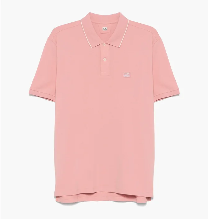 Поло мужское C.P. Company Stretch Piquet Two-Button Logo Polo Peach 18CMPL097A-005263W