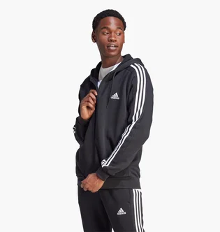 Толстовка чоловіча Adidas Essentials Fleece 3-Stripes Full-Zip Hoodie Black IB4029