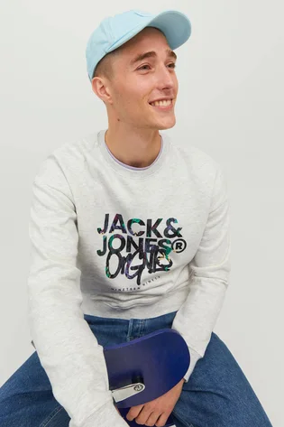 Свитшот мужской Jack & Jones Jorsilverlake Crew Ln Beige 12242366-WHITEMELANGE