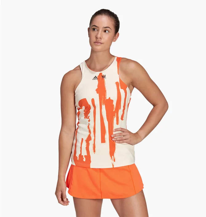 Майка женская Adidas Thebe Magugu Tennis New York Y-Back Tank Top White/Orange Ht4235