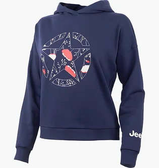 Худі жіноче Jeep Hooded Cropped Sweatshirt Star Botanical Print Blue O102607-A184