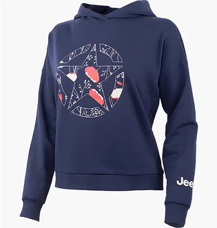 Худі жіноче Jeep Hooded Cropped Sweatshirt Star Botanical Print Blue O102607-A184