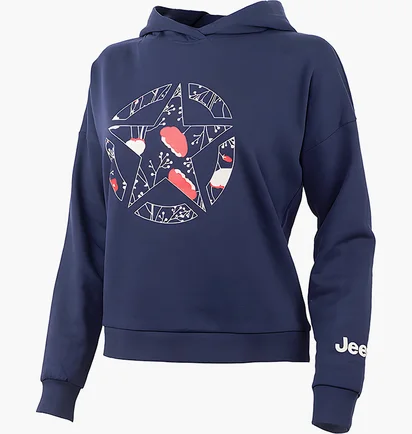 Худи женское Jeep Hooded Cropped Sweatshirt Star Botanical Print Blue O102607-A184