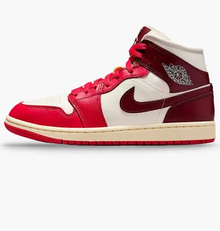 Кроссовки женские Air Jordan 1 Mid Red/White BQ6472-119