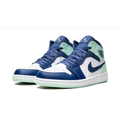 Кроссовки мужские Air Jordan 1 Mid White/Blue 554724-413
