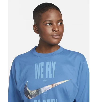 Свитшот женский Nike Swoosh Fly Boxy Long-Sleeve T-Shirt Light Blue Dx0726-407