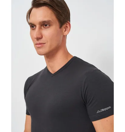 Футболка чоловіча Kappa Mezza Manica Scollo V Grey K1311-ANTRACITE