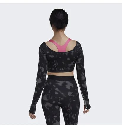 Лонгслив женский Adidas Hyperglam Cut 3-Stripes Long Sleeve Crop Top Black Hd6283