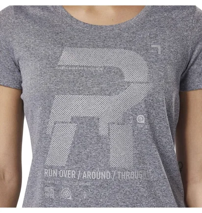 Футболка женская Reebok Reflective Graphic Short Sleeve Running Top Grey D78939