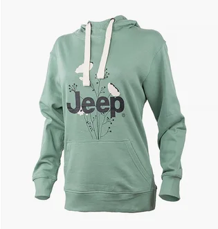Худи женское Jeep Hooded Oversize Sweatshirt Botanical Print Turquoise O102606-E854