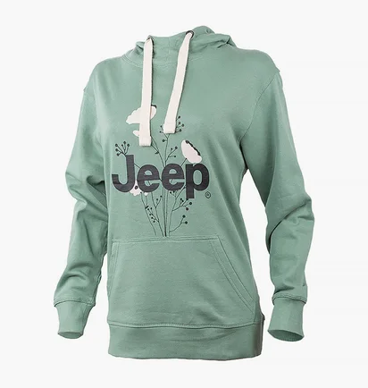 Худи женское Jeep Hooded Oversize Sweatshirt Botanical Print Turquoise O102606-E854