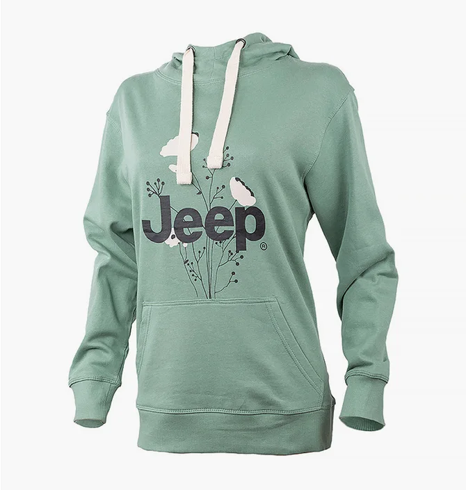 Худи женское Jeep Hooded Oversize Sweatshirt Botanical Print Turquoise O102606-E854