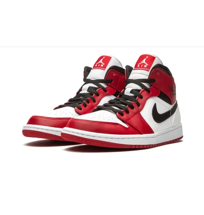 Кроссовки мужские Air Jordan 1 Mid White/Red 554724-173