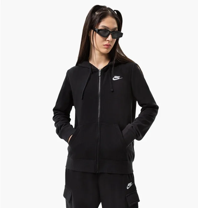 Толстовка жіноча Nike W Nsw Club Flc Fz Black Dq5471-010