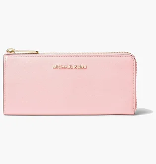 Кошелек женский Michael Kors Jet Set Travel Large Saffiano Leather Quarter-Zip Wallet Pink 35T6GTVE3L-POWDER-BLUSH-21838